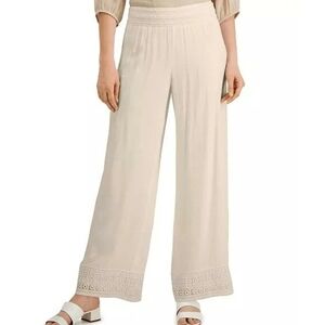 JM Collection Linen Look Wide Leg Pants, Tan, Womens XLP